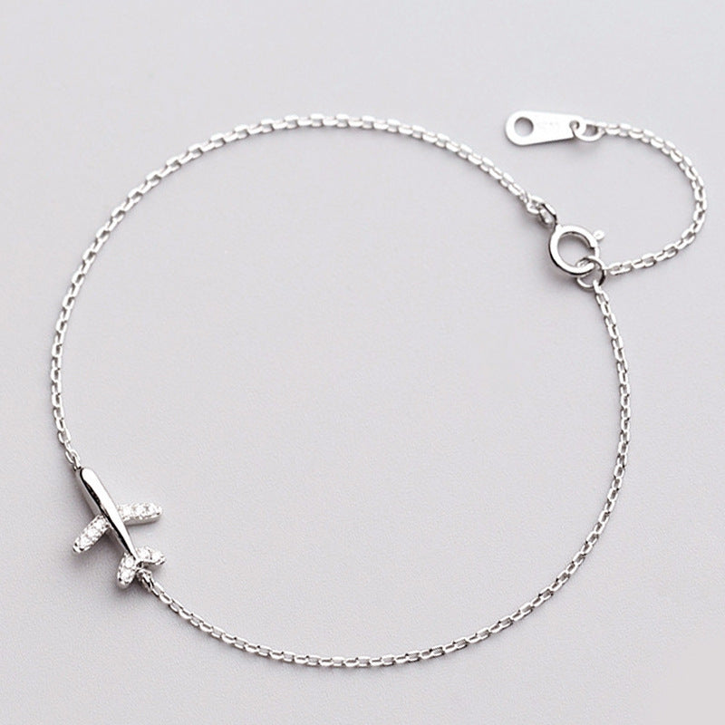 Flygplansarmband Damarmband i 925 Silver med Diamanter