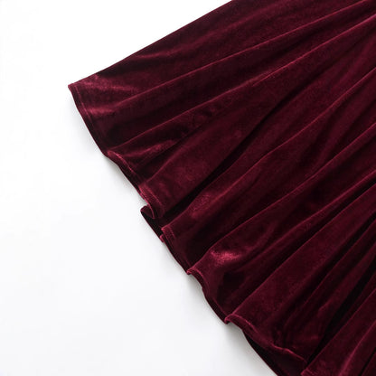 Women's Velvet A-Line Long Skirt - European Street Fashion
