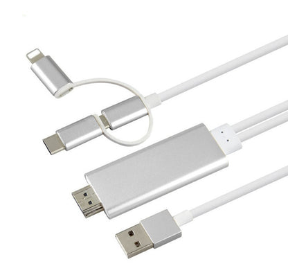 USB 1080P 2M 8 stift till HDMI TV AV-adapterkabel för iPhone 5 6 6S 7 7 Plus