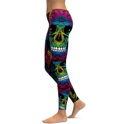 C it all Rainbow Skull Leggings - High Waist Plus Size Workout Pants