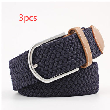 Women's Canvas Student Casual Stretch Braided Needle Buckle Belt - Youthful Confidence