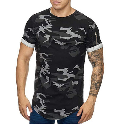 Herr T-shirt Camouflage Gradient Printing Casual Herr kortärmad T-shirt