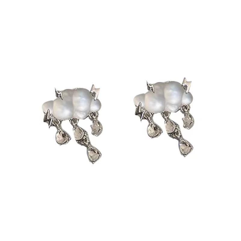 S925 Silver Cloud Lightning Raindrop Earrings