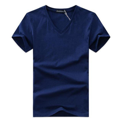 Men V Neck Cotton Short Sleeve T-Shirts