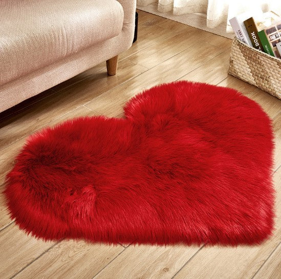 Pure Color Heart-Shaped Woolen Carpet Floor Mat Mattress Blanket Sofa Cushion Plush Living Room Tea Table Sofa Bedroom Carpet