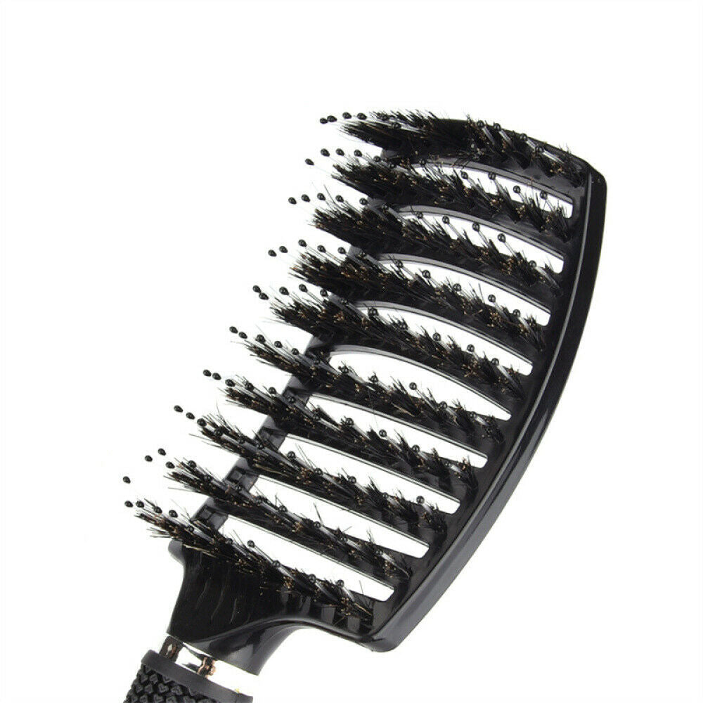 Curved Vented Boar Bristle Styling Hair Brush, For Any Hair Type Men Or Women