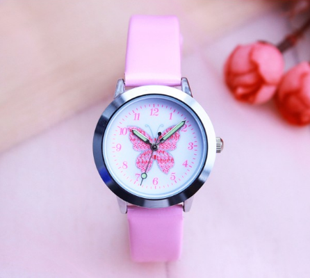 Children's Watches Kids Quartz Watch Student Girls Quartz-watch Cute Colorful Butterfly Dial Waterproof Watch