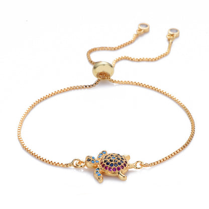 Sköldpaddor Armband Justerbart Glänsande Strass Glittrande Geometriskt Dam Flickor Havssköldpadda Armband Fina Smycken För Dejting