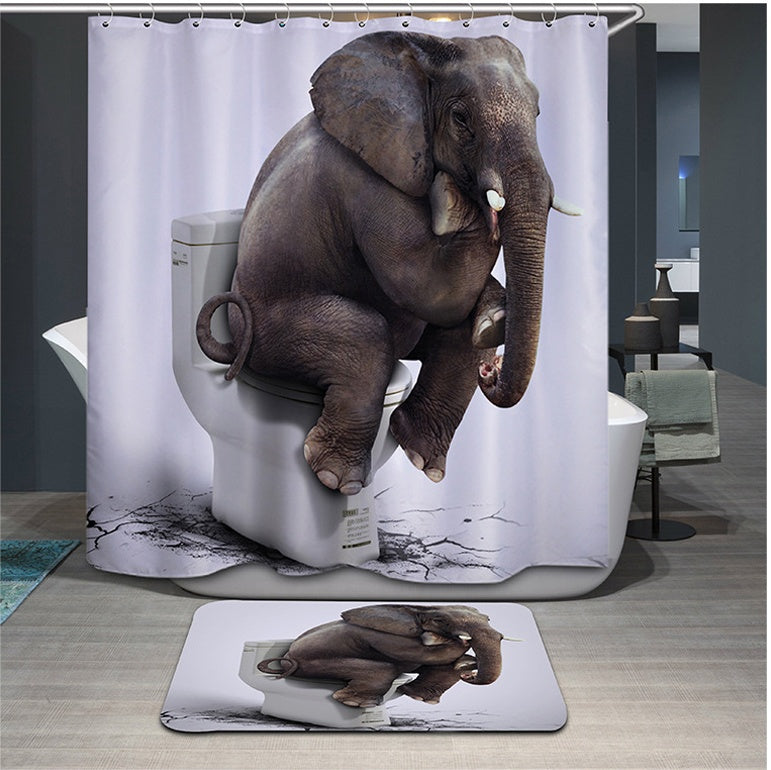 Rideau de douche en Polyester à motif d'éléphant, animaux amusants, lunettes, chien, ours, requin, Panda, rideau de bain imperméable imprimé