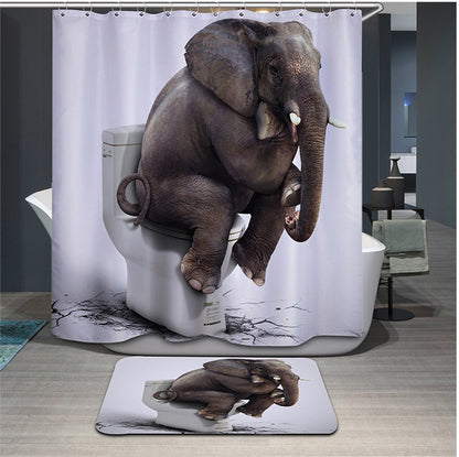 Rideau de douche en Polyester à motif d'éléphant, animaux amusants, lunettes, chien, ours, requin, Panda, rideau de bain imperméable imprimé