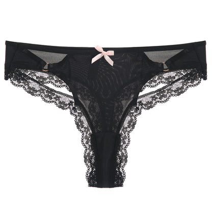 Cross-cut hollow bow panties