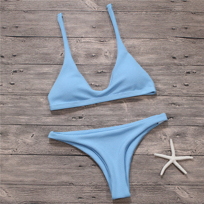 Sexiga Bikinis Dam Baddräkt Solid Baddräkt Bikini Set Badkläder Biquini Beachwear 