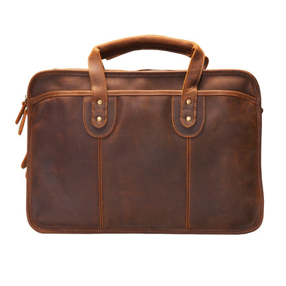 Large Capacity Retro Crazy Horse Leather Briefcase For Men