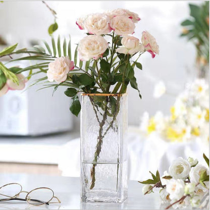 Vases en verre transparents peints en or, décoration de maison, décoration de mariage