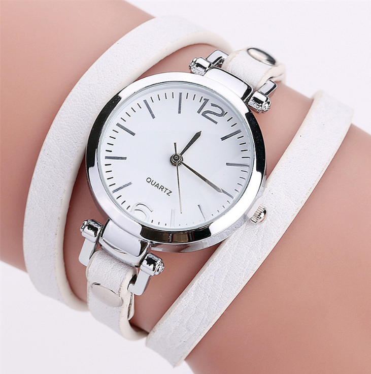 Montre-Bracelet circulaire pour femmes, bracelet en PU, alliage Simple, petit cadran, montre pour femmesM