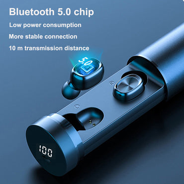 Bluetooth-hörlurar 5.0 trådlösa 8D HIFI Sportmikrofon-hörlurar med mikrofon och spelmusik