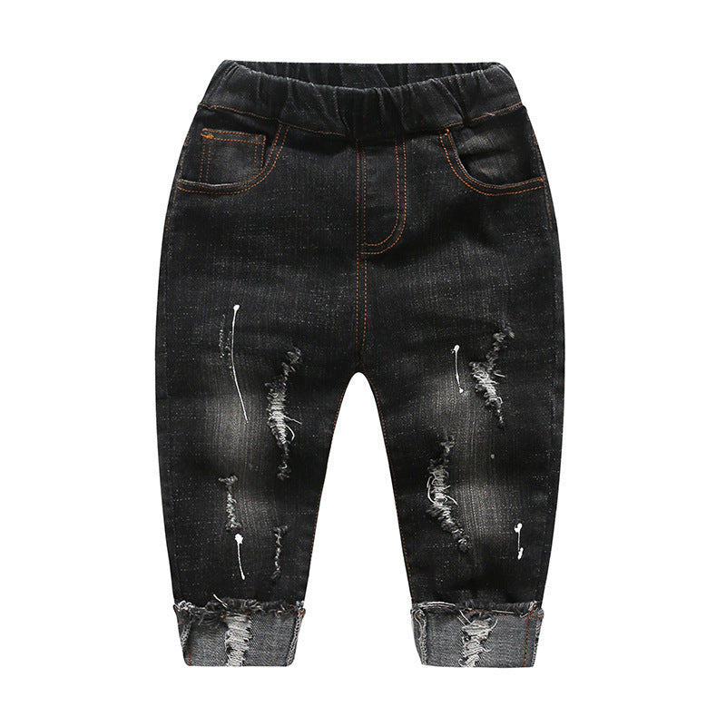 Children's boy pants, children's pants, ripped denim pants