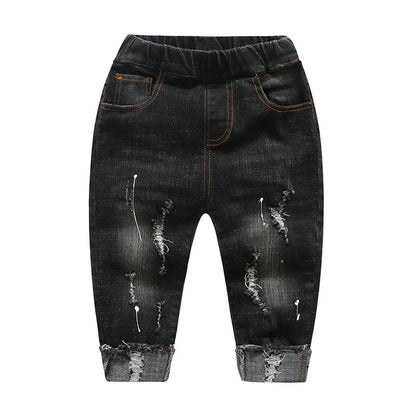 Children's boy pants, children's pants, ripped denim pants