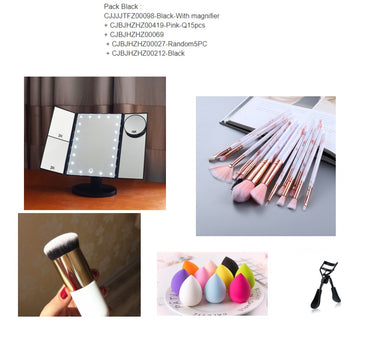 Make up mirror and brush powder puff suit