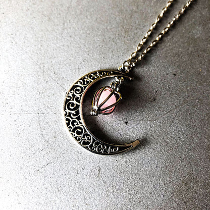 Collier de citrouille lumineux en forme de coeur de lune creuse