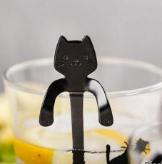 Cross-border 304 stainless steel spoon cartoon cat handle hanging coffee spoon