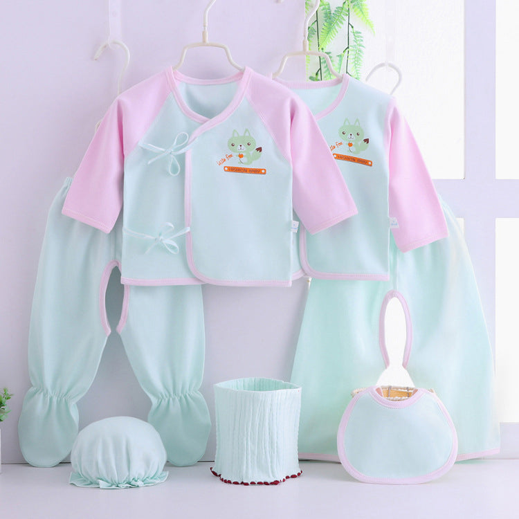 Vêtements pour bébé sept pièces, sous-vêtements pour nouveau-nés en coton couleur