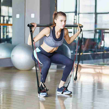 Kit de barre Pilates avec bandes de résistance, équipement d'entraînement de gymnastique à domicile Portable, barre et bandes d'exercice de Fusion parfaitement étirées