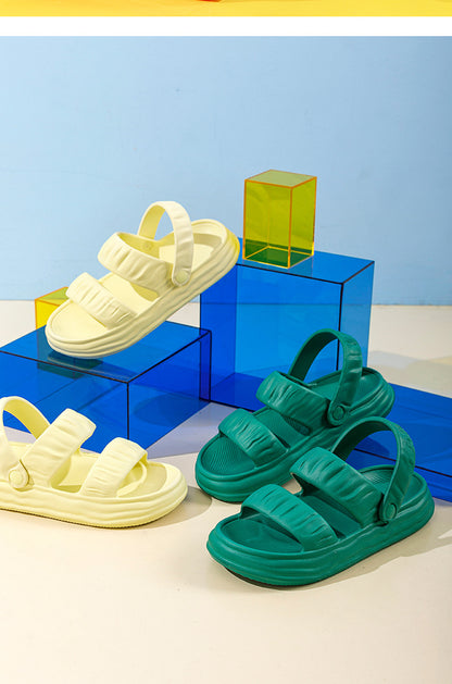 Qingchen Retro Folded Two Wears Bathroom Bathing Home Summer Anti Slip Slippers