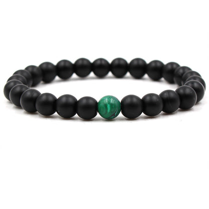 Matte black matte stone malachite couple bracelet bracelet