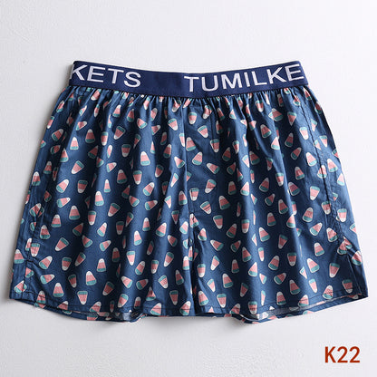 Men's Printed Boxer Shorts Loose Shorts Home Boxer Briefs Cotton