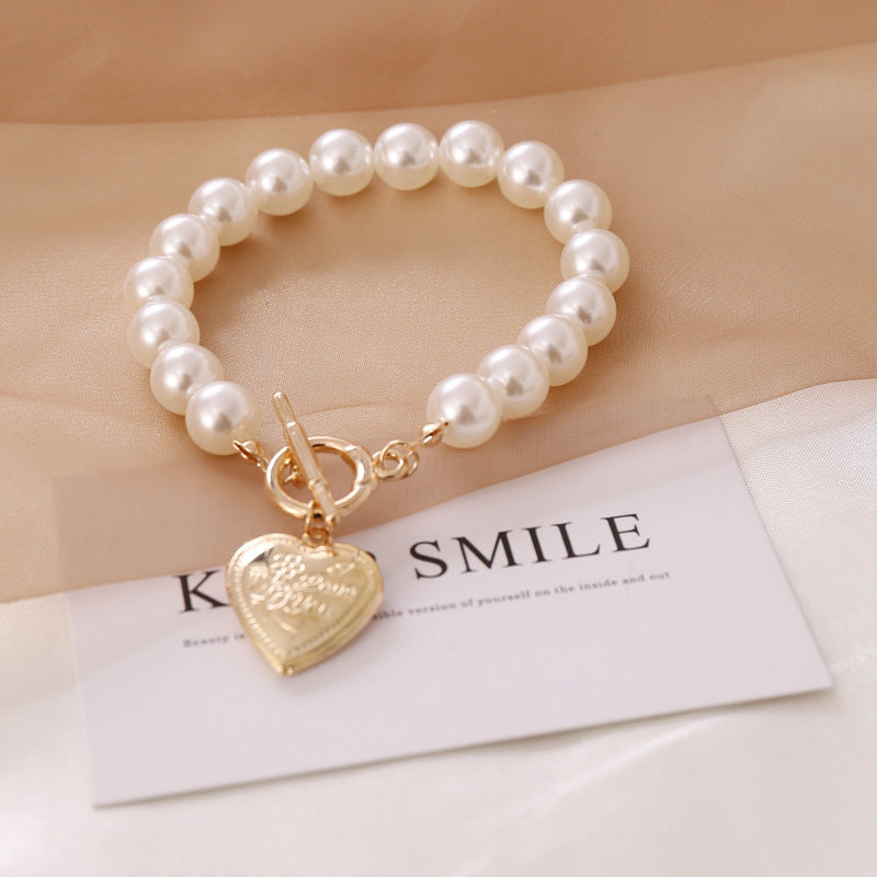 Love pearl retro necklace women