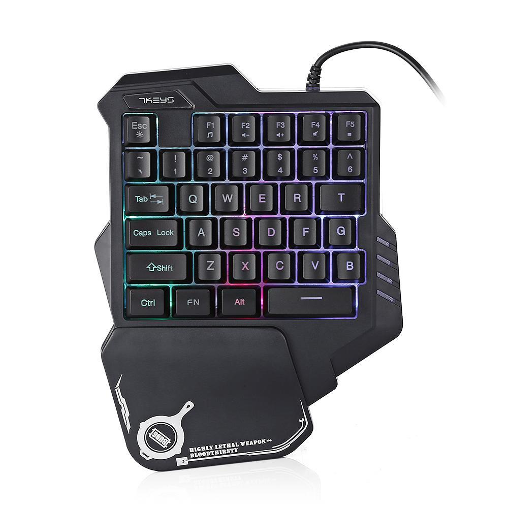 Enhands mekaniskt speltangentbord RGB bakgrundsbelyst bärbar mini-spelknappsats spelkontroll