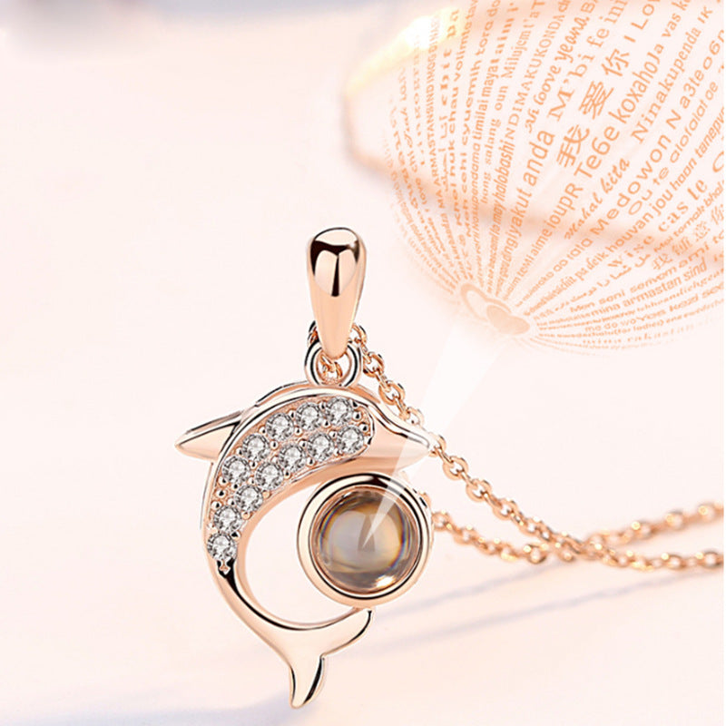 Mode 100 langues je t'aime Projection Couple pendentif rond romantique amour mémoire amoureux de mariage collier cadeaux 