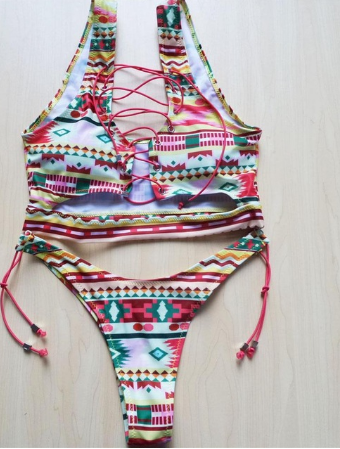 Ananas Bikini för stora bröst Kvinnor Snörning Badkläder Stringbikiniset två delar Baddräkt Baddräkt dam 