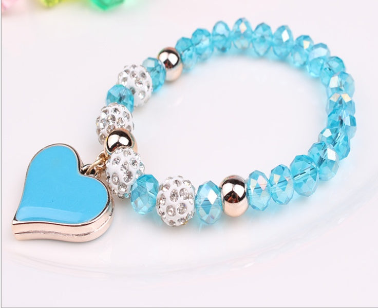 Bracelet en cristal élastique et bracelets coeur