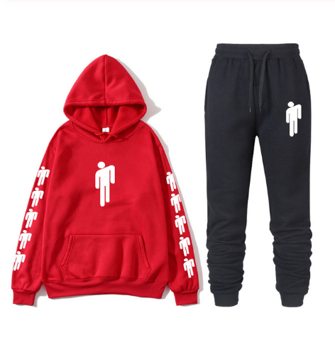 Hoodie print American singer Billie Eilish Hoodie men and women Harajuku hip hop Brilie Eilish sweatshirt set+ pants