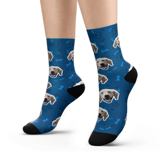 Personaliserad Custom Pet Head Print Socks för hundkat älskare