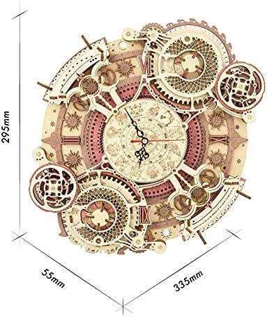 Robotime ROKR Time Art Zodiac Väggklocka 3D träpusselspel Modellbyggsatser Leksaker för barn Barn