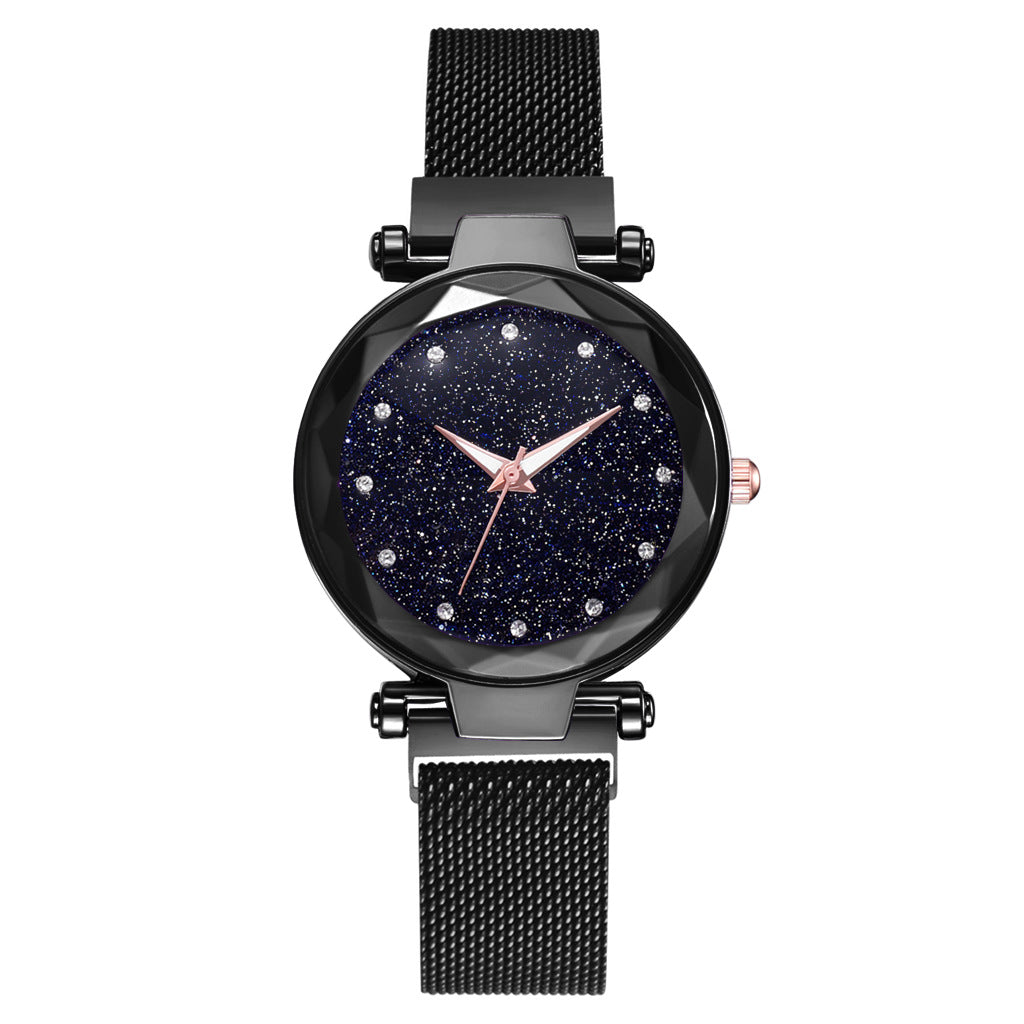 Lyxiga Damklockor Armband Set Mode Elegant Magnet Spänne Dam Starry Sky Watch Set Relogio