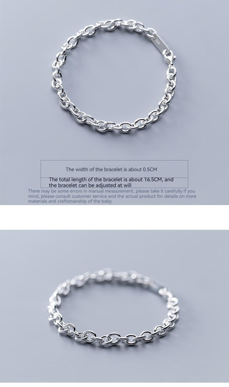 S925 Silver Bracelet Korean Simple Fashion Ankle-strap Buckle Graceful Personality Chain