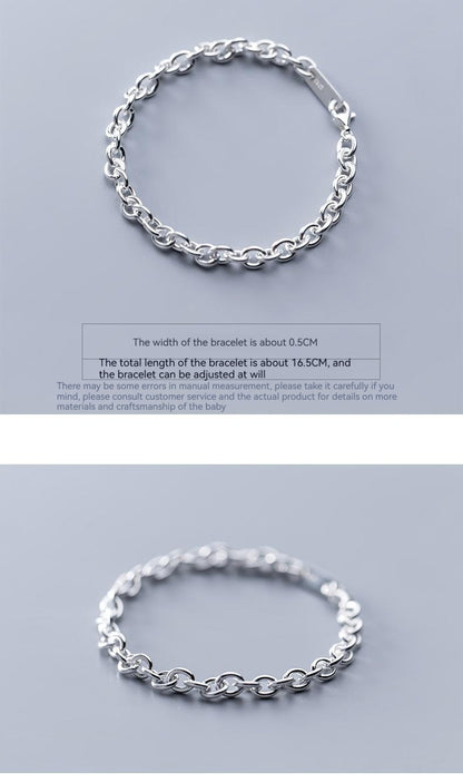 S925 Silver Bracelet Korean Simple Fashion Ankle-strap Buckle Graceful Personality Chain