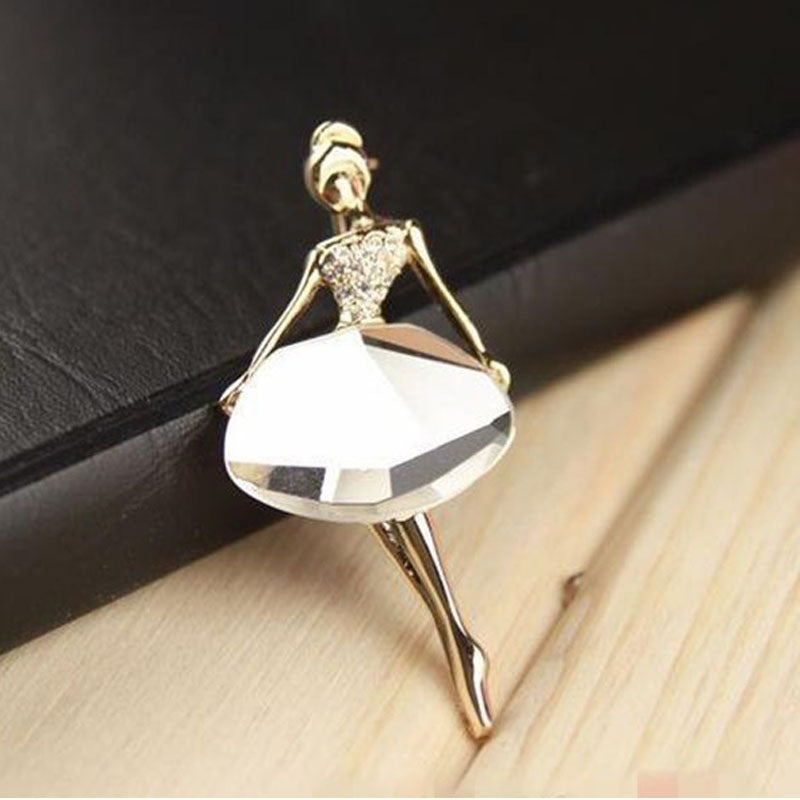 Crystal Ballerina Girl Temperament Brooch Pin Retro Brooch