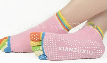 Slip Yoga Socks 5 Toes Socks Letter Print Massage Exercise Short Tube High-quality Cotton Socks