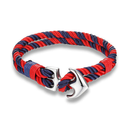 Högkvalitativa ankararmband Herr Charm Nautisk Överlevnadsrep Kedja Paracord Armband Manlig Wrap Metall Sport Krokar 