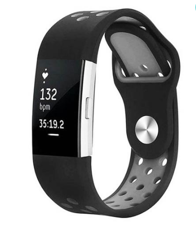 Fitbit Strap Charge2 Monochrome Round Hole Silicone Strap