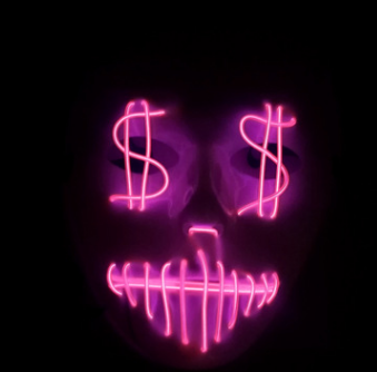 Masque de fête LED en dollars américains