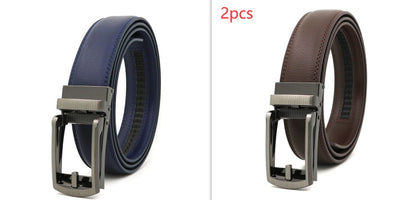 Men's Fake Needle Automatic Buckle Cowhide Belt - Detailed Sophistication
