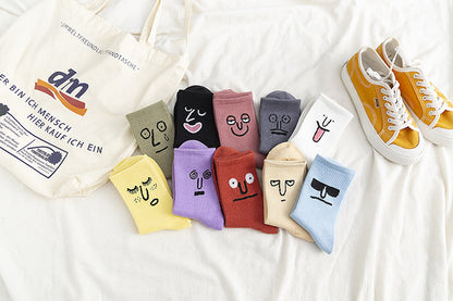 Funny expression jacquard socks