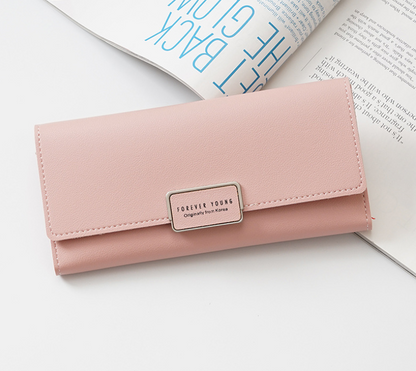 Women's wallet Korean version of the three fold long buckle clasp bag multi-card position pu leather wallet factory direct one generation