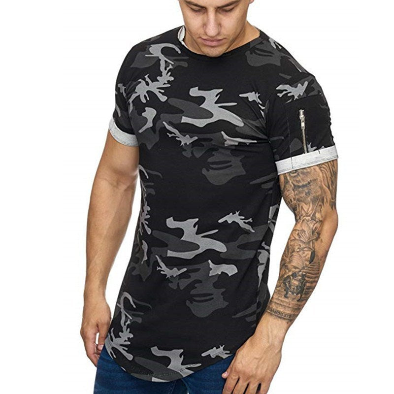 Herr T-shirt Camouflage Gradient Printing Casual Herr kortärmad T-shirt